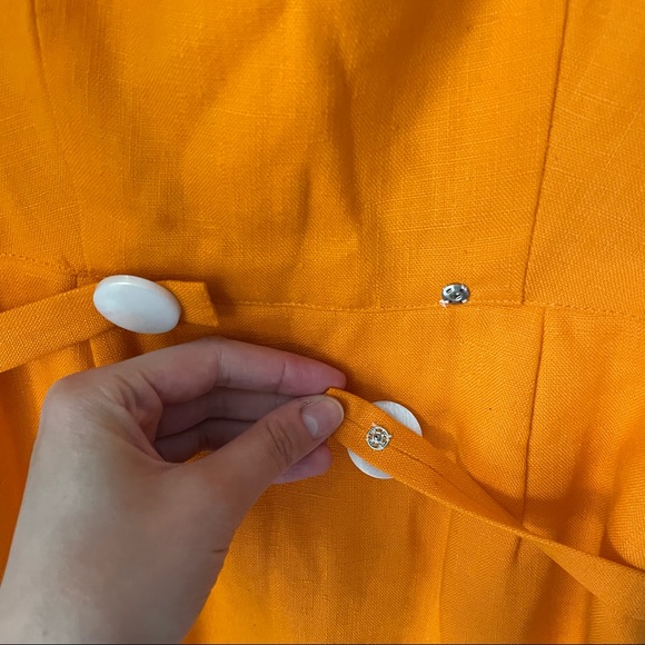 Vintage 60s Orange Sheath Dress with Pockets - Picture 4 of 5